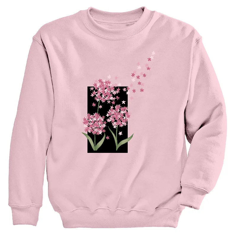 Pullover hoodie – Hoodie without a zipper, worn by pulling over the headHydrangea Flutter Women's Crew Neck Sweatshirt