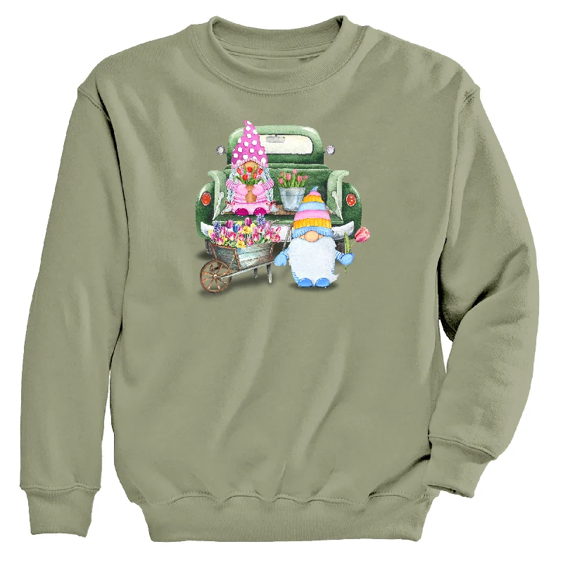 Fleece-lined – Soft, warm interior lining made from fleece materialSpring Gnomes Women's Crew Neck Sweatshirt