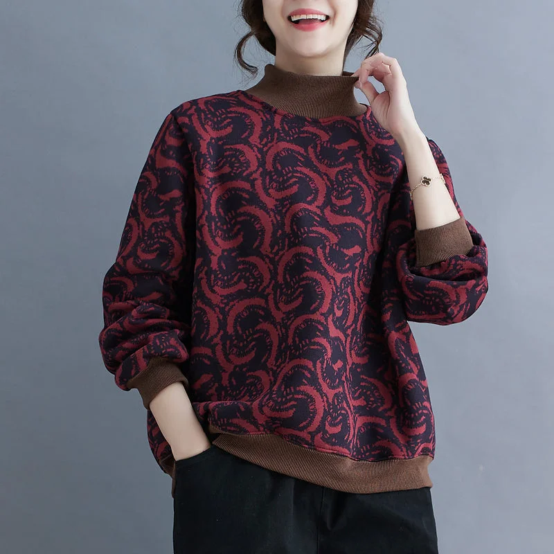 Boxy – Square, loose shapeBabakud Women Winter Casual Loose Fit Artistic Printed Cotton Sweater