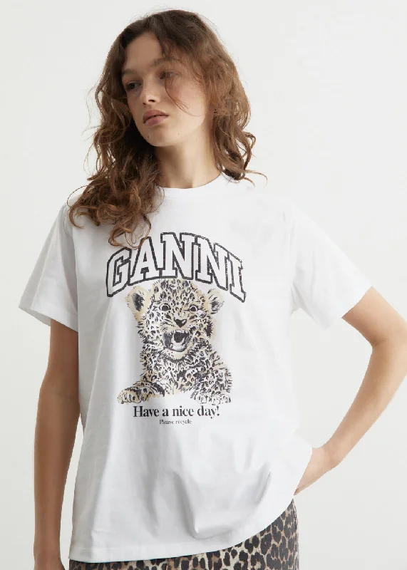 Knit – Soft and stretchy fabric with a knitted textureBasic Jersey Leopard Relaxed T-Shirt