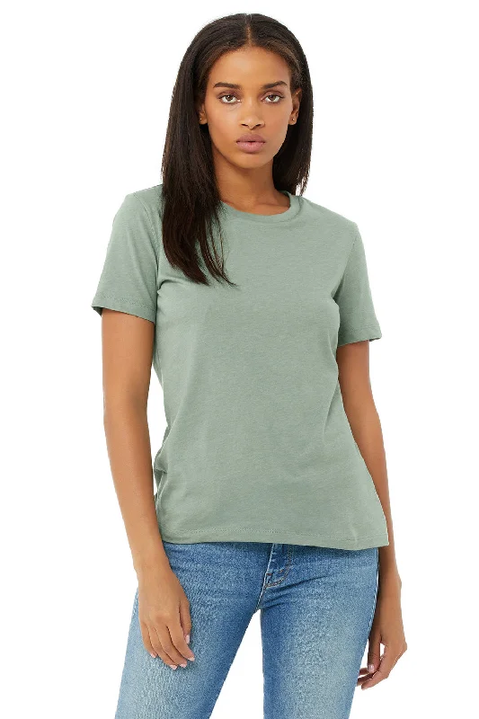 Banded hem – T-shirt with a stitched or elastic band at the bottomBella + Canvas Womens CVC Short Sleeve Crewneck T-Shirt - Heather Sage Green