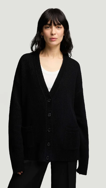 These keywords help define the specific style or feel of a sweater, allowing for more targeted searches or descriptions. Are you looking for a particular sweater style or just exploring different options?Boyfriend Cardigan in Merino Wool | Black