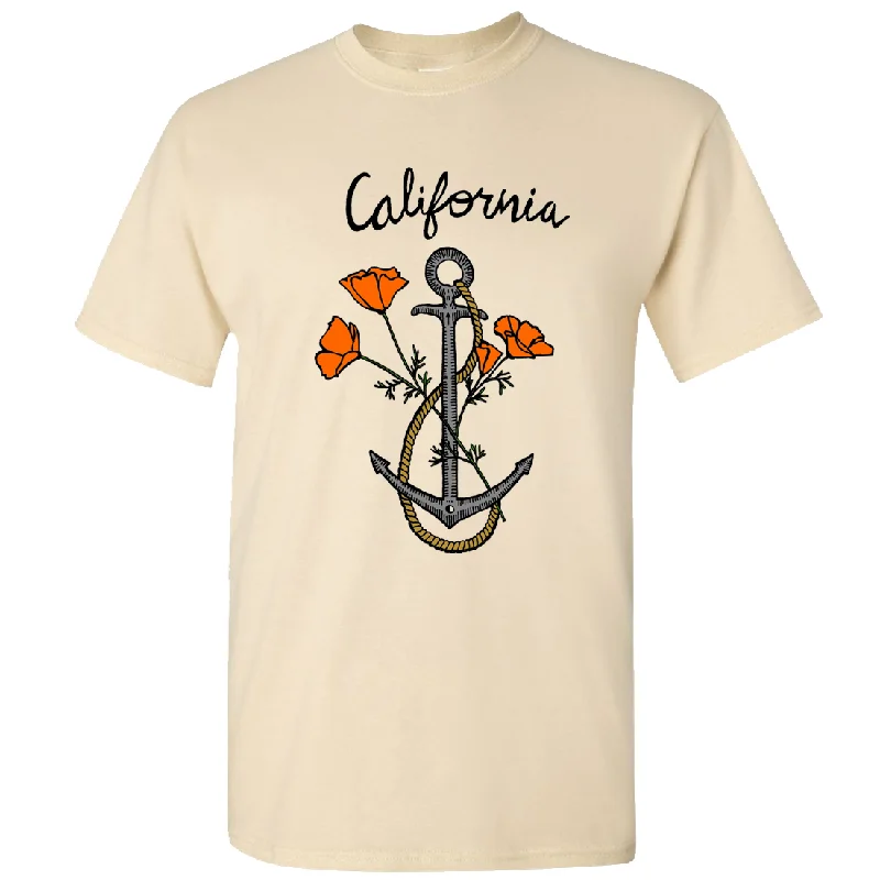 Cotton blend – Mix of cotton and synthetic fabrics for softness and durabilityCalifornia Anchor Poppies Asst Colors T-shirt/tee