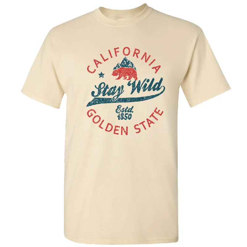 Ringer – T-shirt with contrasting colored trim around the neckline and sleevesCalifornia Stay Wild Asst Colors T-shirt/tee