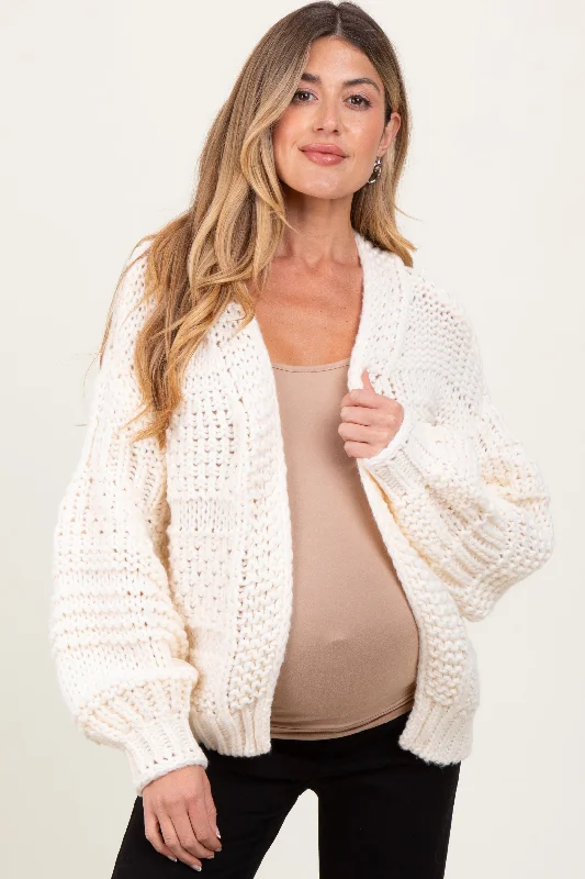 Ribbed – Sweater with textured, vertical stripesCream Oversized Chunky Knit Maternity Cardigan