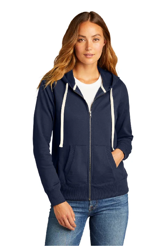 Graphic hoodie – Hoodie with printed designs, logos, or artworkDistrict Womens Re-Fleece Full Zip Hooded Sweatshirt Hoodie - True Navy Blue