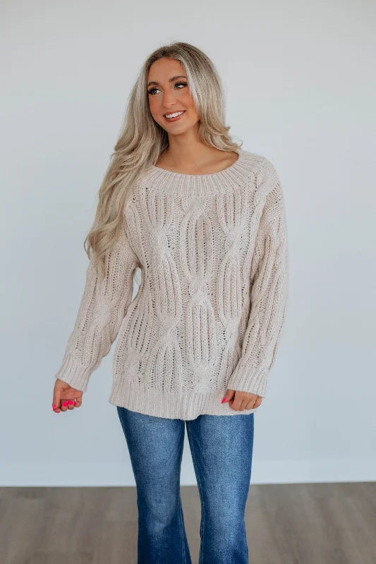 Ribbed – Sweater with textured, vertical stripesEnzo Cable Knit Sweater