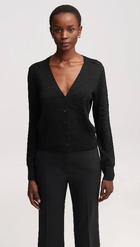 These keywords help define the specific style or feel of a sweater, allowing for more targeted searches or descriptions. Are you looking for a particular sweater style or just exploring different options?Everyday Knit Crew Cardigan in Merino Wool | Black