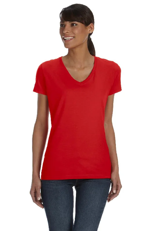 V-neck – V-shaped neckline for a more flattering lookFruit Of The Loom Womens HD Jersey Short Sleeve V-Neck T-Shirt - True Red