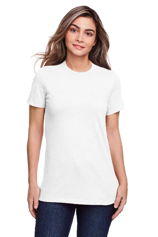 Banded hem – T-shirt with a stitched or elastic band at the bottomGildan Womens Softstyle CVC Short Sleeve Crewneck T-Shirt - White