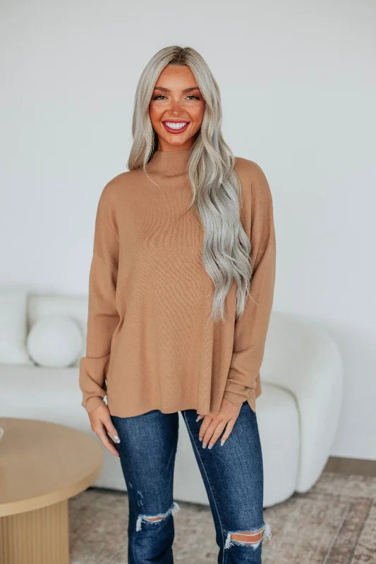 Oversized – Loose-fitting, relaxed silhouetteImelda Mock Neck Sweater - Camel