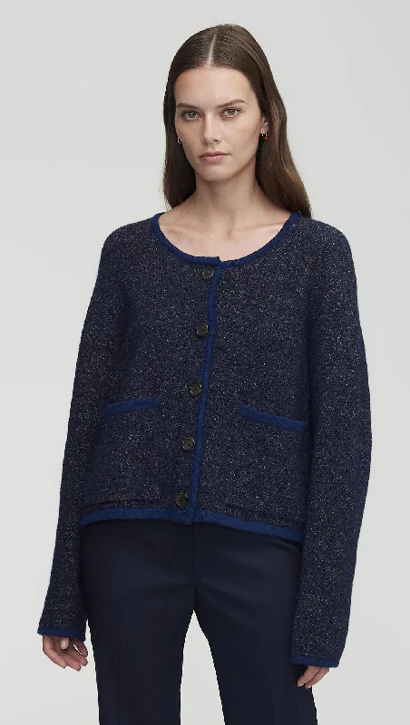 Cashmere – Luxurious, soft wool from goatsKnit Jacket in Tweed Yarn | Navy