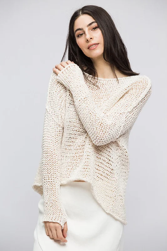 Oversized – Loose-fitting, relaxed silhouetteLinen Cotton knit  oversized sweater