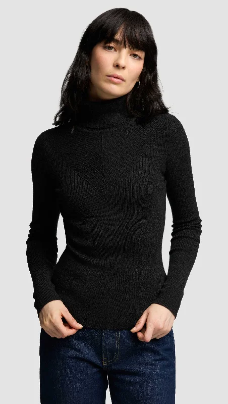 Chunky – Thick, oversized knit for a cozy lookKnit Longsleeve Turtleneck in Stretch Wool | Grey