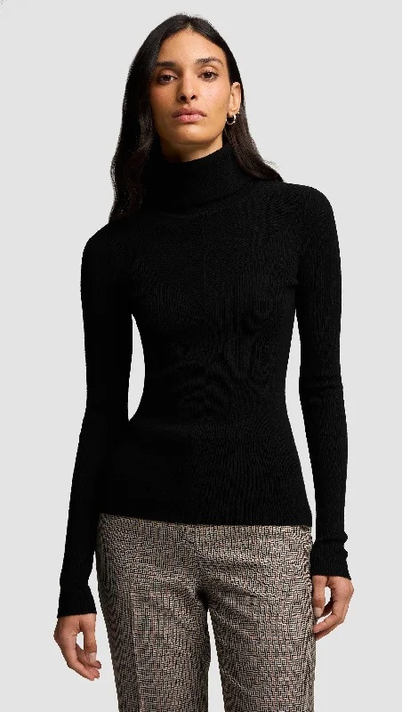 Cardigan – Open-front sweater, often buttoned or with a tieKnit Turtleneck in Stretch Wool | Black