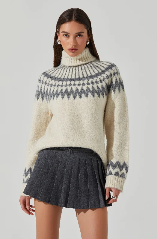 Ribbed – Sweater with textured, vertical stripesLeka Fair Isle Turtleneck Sweater