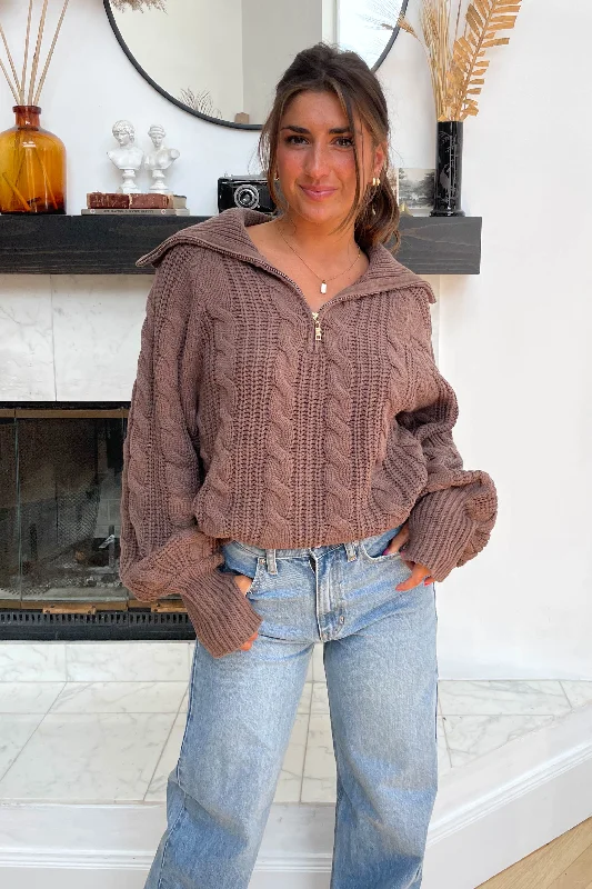 Cotton blend – Mix of cotton and synthetic fibers for comfortLet's Cuddle Sweater in Brown