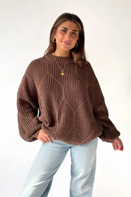 Cotton blend – Mix of cotton and synthetic fibers for comfortLogan Oversized Sweater in Brown