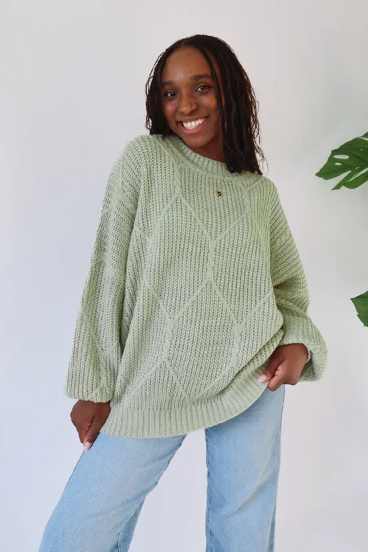 Turtleneck – High-neck style for added warmthLogan Oversized Sweater in Sage