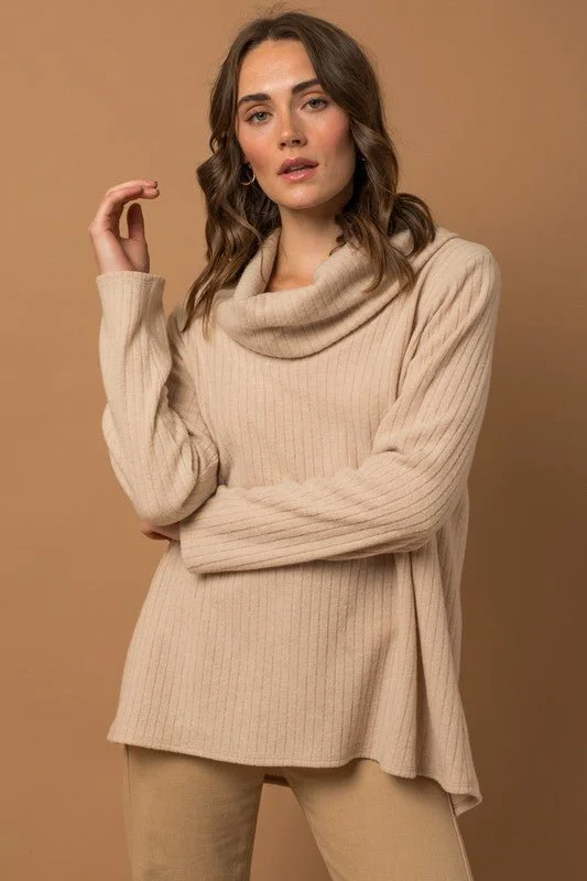 Shawl collar – Soft, wide collar for a draped effectLong Sleeve Turtleneck Top