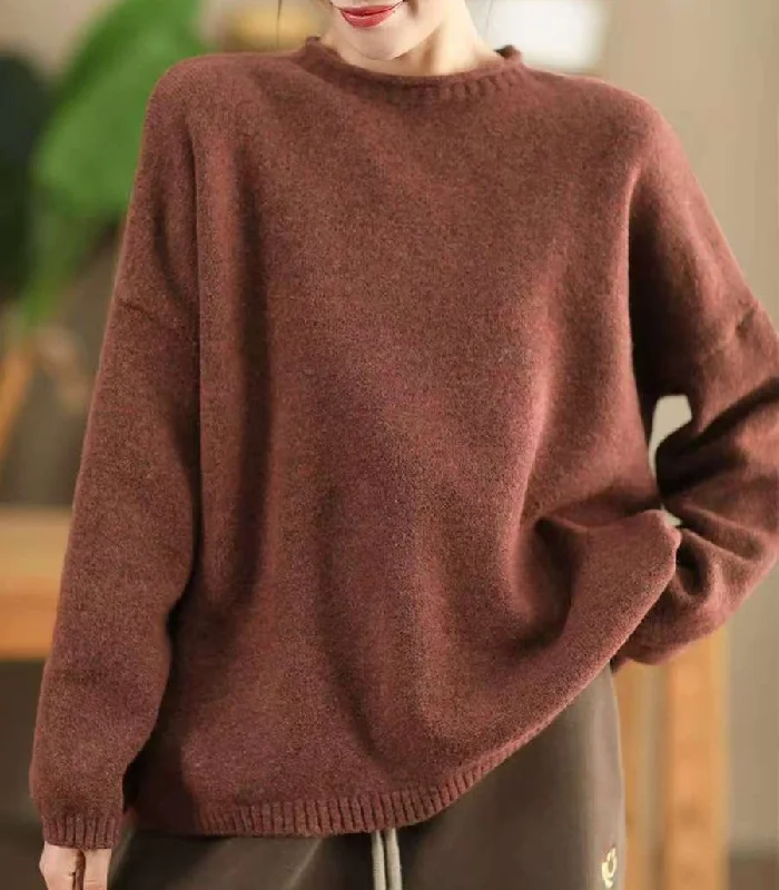 Boxy – Square, loose shapeLoose Autumn Winter Fleece Warm Knitted Sweater