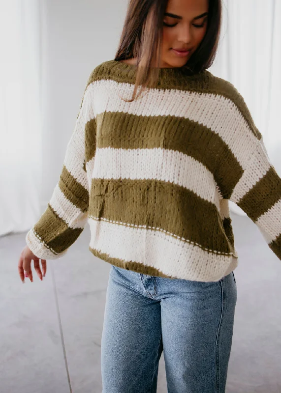 Drop shoulder – Sleeves that hang lower than the shoulder seam for a relaxed fitLucy Oversized Striped Sweater