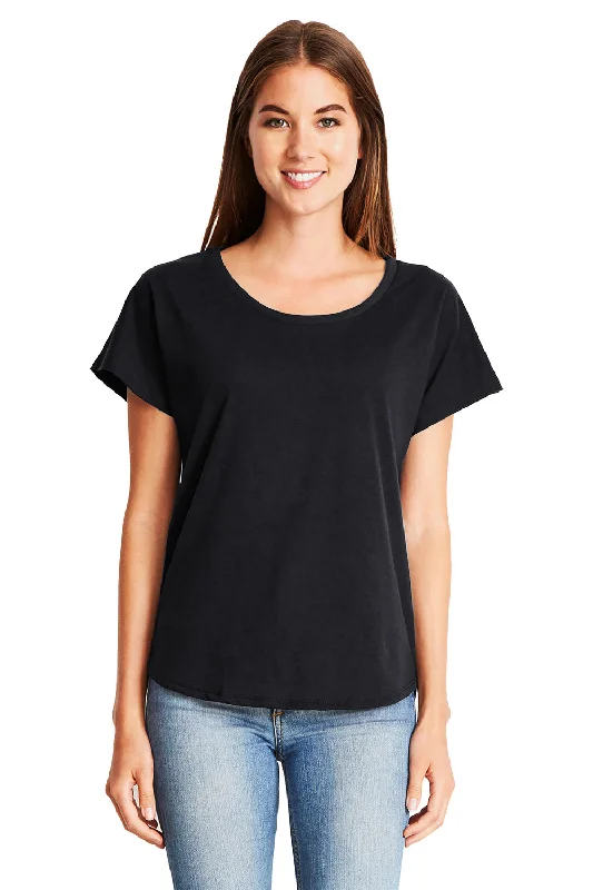 Knit – Soft and stretchy fabric with a knitted textureNext Level Womens Ideal Dolman Short Sleeve Crewneck T-Shirt - Black