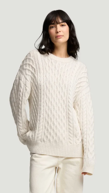 Ribbed – Sweater with textured, vertical stripesOversized Cable Sweater in Wool Nylon | Cream