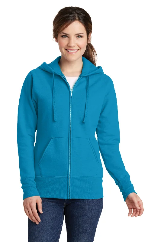 Drawstring hoodie – Hoodie with adjustable drawstrings at the hoodPort & Company Womens Core Pill Resistant Fleece Full Zip Hooded Sweatshirt Hoodie - Neon Blue