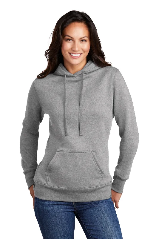 Banded hem hoodie – Sweatshirt with an elastic or ribbed band at the bottom to keep it in placePort & Company Womens Core Fleece Hooded Sweatshirt Hoodie - Heather Grey