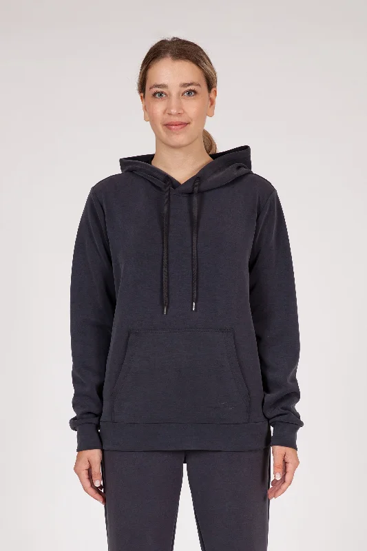 Sporty sweatshirt – Sweatshirt made from moisture-wicking or performance fabrics, ideal for active wearPremium luxe sueded scuba hoodie in charcoal