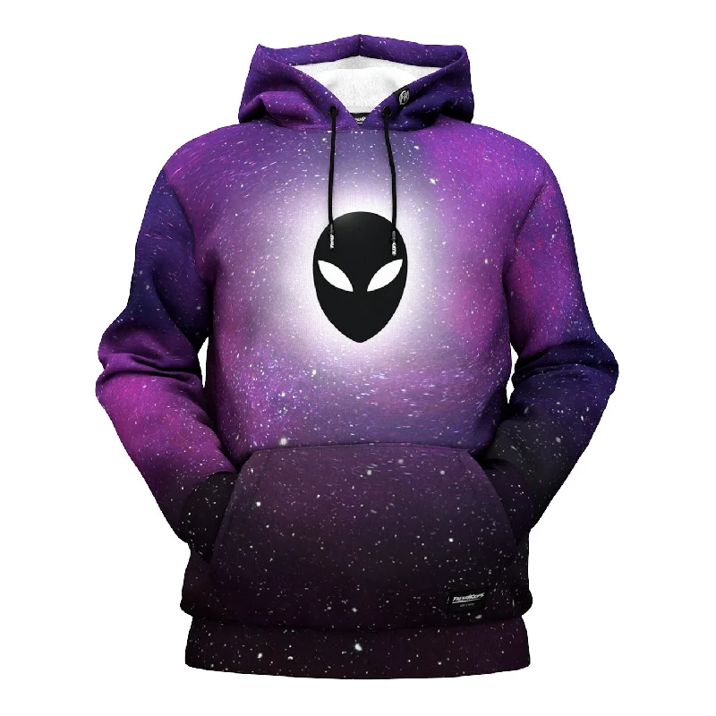 Hoodie with pockets – Hooded sweatshirt that includes a kangaroo pocket or side pocketsPurple UFO Hoodie