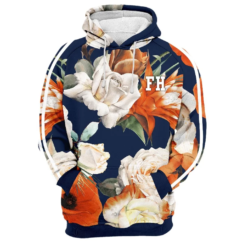 Hoodie with pockets – Hooded sweatshirt that includes a kangaroo pocket or side pocketsRose Blossom Hoodie