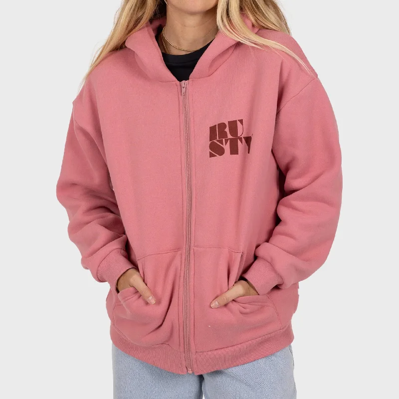 Long sleeve hoodie – Classic long-sleeve style hoodieRusty Womens Alana Oversized Zip Hooded Fleece - Mauve