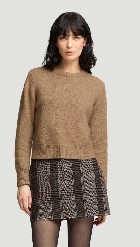 Belted – With a belt or sash for a defined waistShrunken Crewneck in Luxe Yarn | Camel