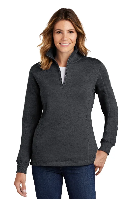 Cropped hoodie – Shortened hoodie that sits above the waistSport-Tek Womens Shrink Resistant Fleece 1/4 Zip Sweatshirt - Heather Graphite Grey