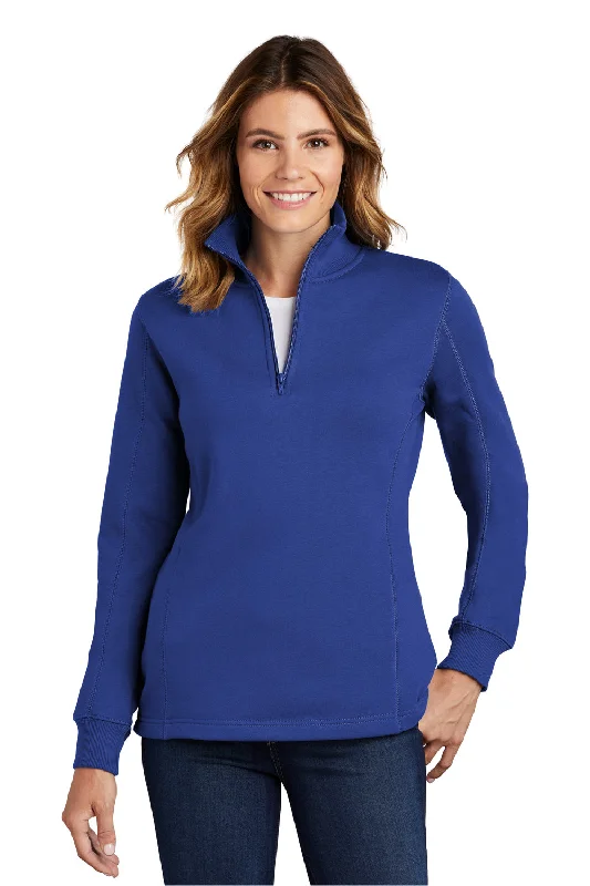 Cowl neck hoodie – Hoodie with a soft, draped collar that creates a relaxed, cozy feelSport-Tek Womens Shrink Resistant Fleece 1/4 Zip Sweatshirt - True Royal Blue