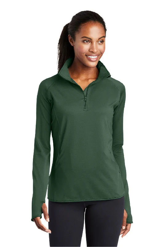 Puffer hoodie – Hoodie with a padded or quilted design, offering more insulationSport-Tek Womens Sport-Wick Moisture Wicking 1/4 Zip Sweatshirt - Forest Green