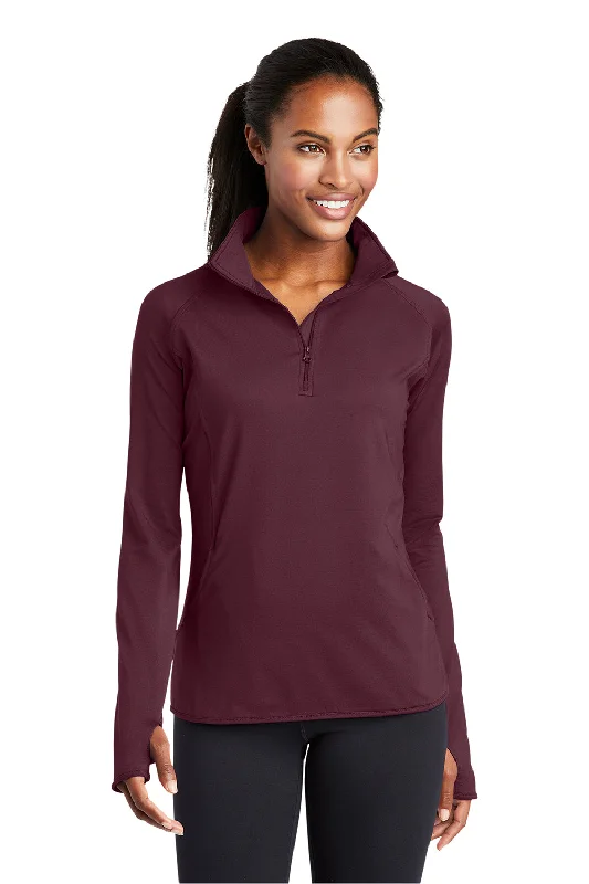 Colorblock hoodie – Hoodie with distinct blocks of color, often used for sporty or modern looksSport-Tek Womens Sport-Wick Moisture Wicking 1/4 Zip Sweatshirt - Maroon