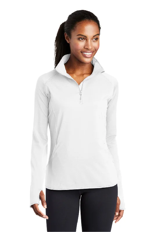 Cropped hoodie – Shortened hoodie that sits above the waistSport-Tek Womens Sport-Wick Moisture Wicking 1/4 Zip Sweatshirt - White