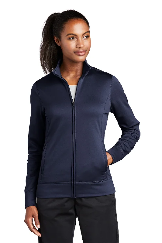 Hoodie with pockets – Hooded sweatshirt that includes a kangaroo pocket or side pocketsSport-Tek Womens Sport-Wick Moisture Wicking Fleece Full Zip Sweatshirt - Navy Blue