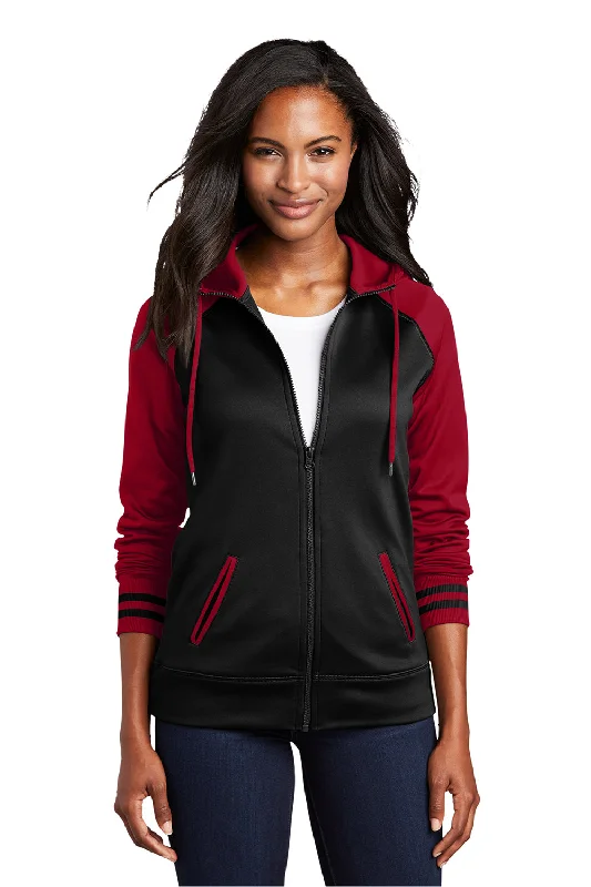 Zip-up hoodie – Hoodie with a front zipper for easy wearSport-Tek Womens Sport-Wick Moisture Wicking Fleece Hooded Sweatshirt Hoodie - Black/Deep Red