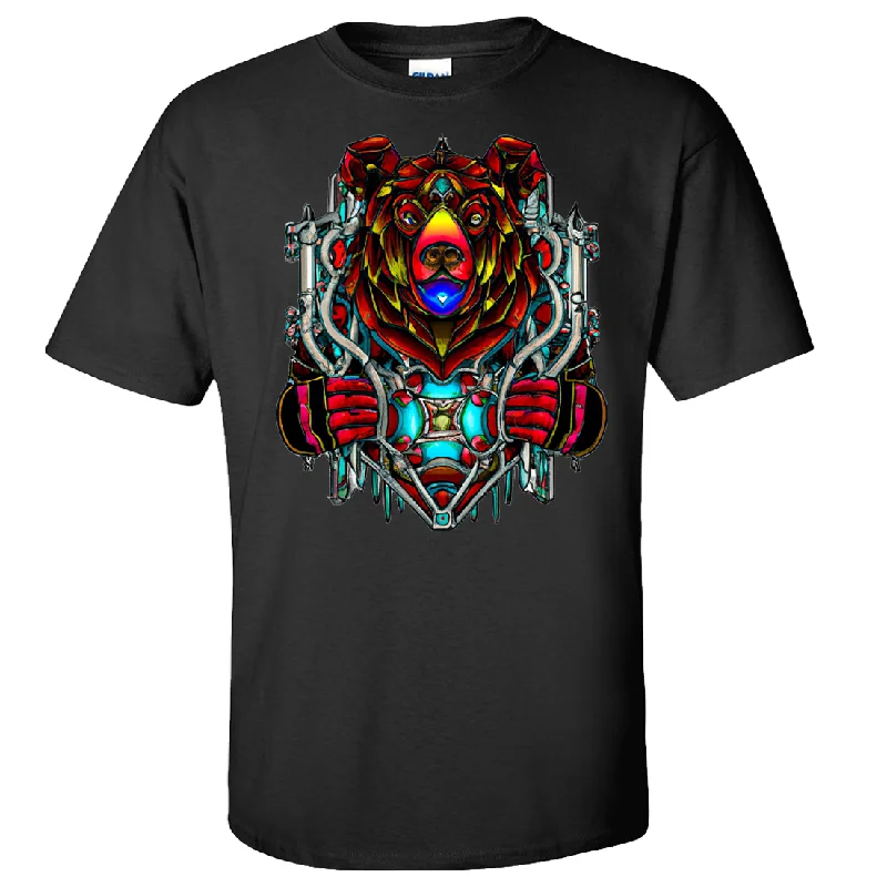 Graphic tee – T-shirt with printed designs, logos, or imagesStained Glass Gothic Cyborg Bear Asst Colors T-shirt/tee