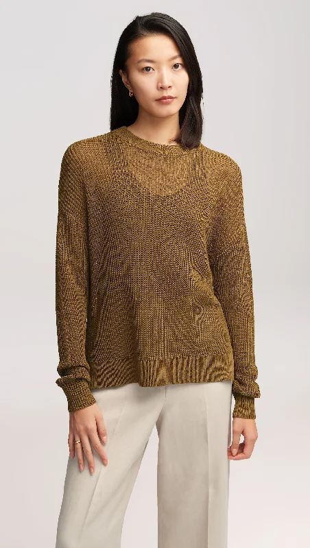 Shawl collar – Soft, wide collar for a draped effectSummer Sweater in Mercerized Cotton | Khaki Green