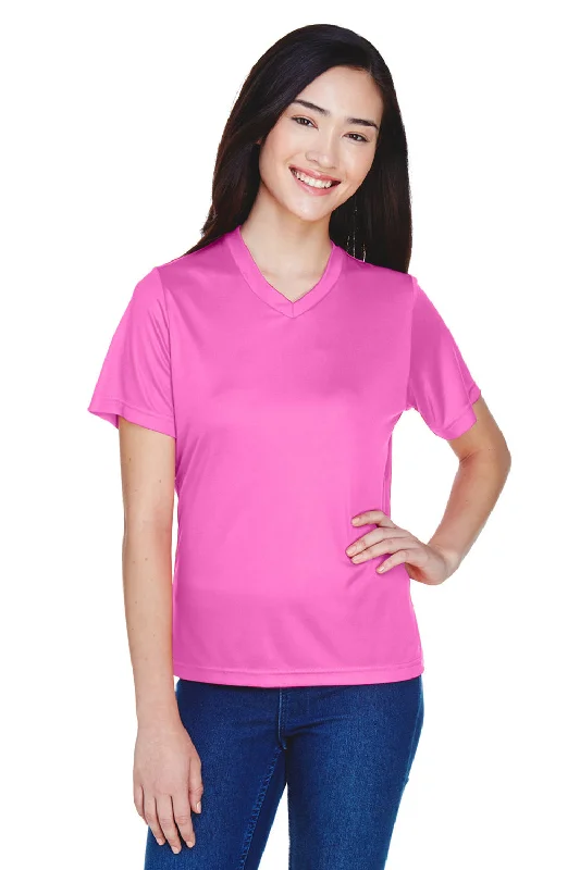 Graphic tee – T-shirt with printed designs, logos, or imagesTeam 365 Womens Zone Performance Moisture Wicking Short Sleeve V-Neck T-Shirt - Charity Pink