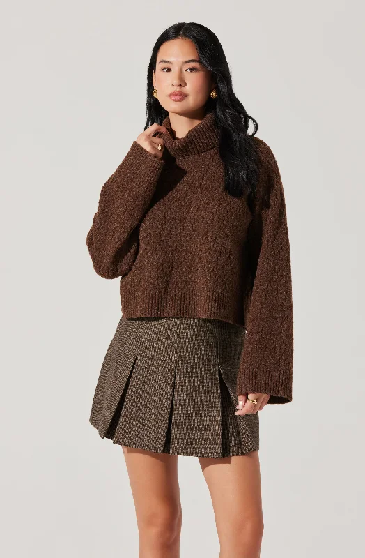 Long sleeve – Full-length sleevesTextured Boxy Turtleneck Sweater