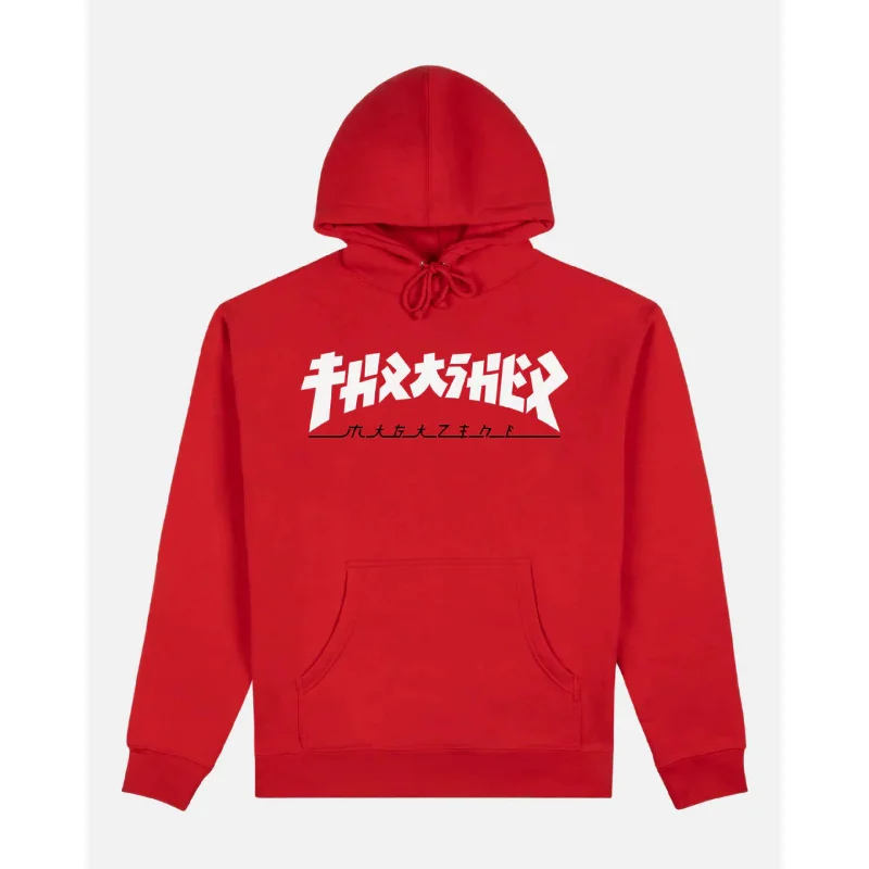 Raglan sleeve hoodie – Hooded sweatshirt with diagonal seam lines extending from the collarThrasher Godzilla Hood