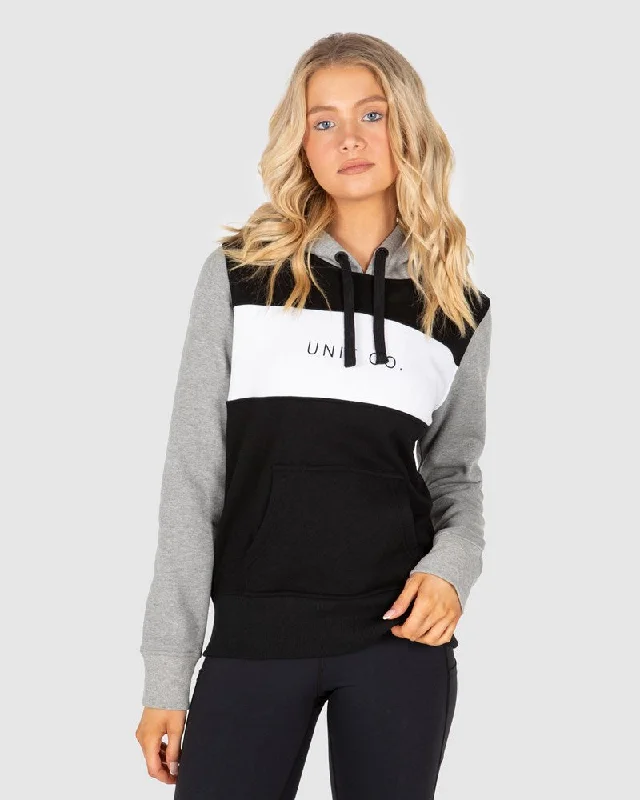 Colorblock hoodie – Hoodie with distinct blocks of color, often used for sporty or modern looksUnit Ultra Ladies Hoodie