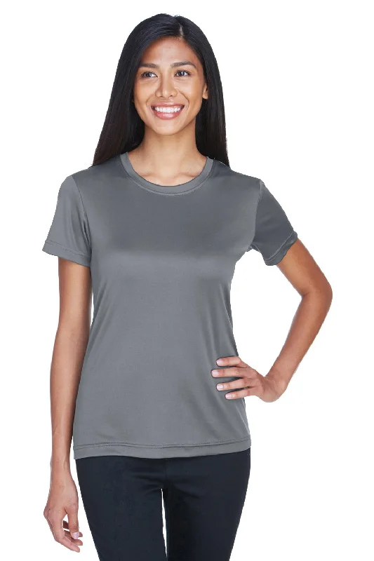 Plain/basic – Solid color, no graphics or designsUltraClub Womens Cool & Dry Performance Moisture Wicking Short Sleeve Crewneck T-Shirt - Charcoal Grey