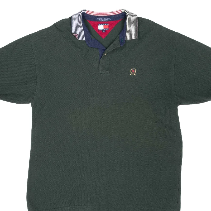 Long sleeve – Full-length sleeve, great for layeringVINTAGE TOMMY HILFIGER GREEN POLO SHIRT 1990S XL